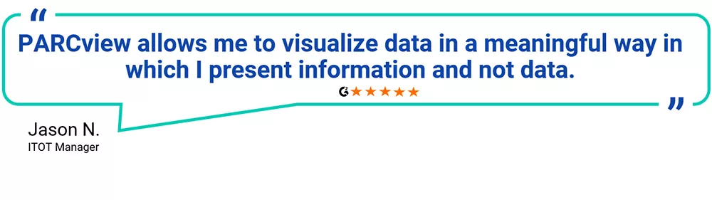 quote from a customer about visualizing data with PARCview is easy and you are seeing information not just data.
